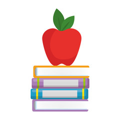 pile text books and apple