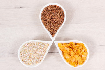 Healthy nutritious food as source minerals, vitamin B3 and dietary fiber