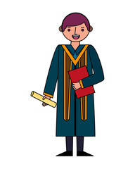 young man graduated with diploma avatar character