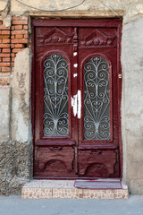 Traditional classic style wooden medieval vintage brown painted door