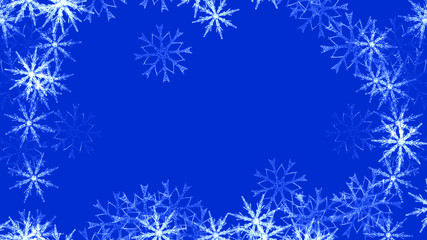 Abstract background with a variety of colorful snowflakes. Big and small.