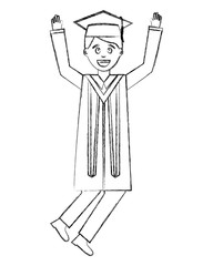 happy graduate man in graduation dress