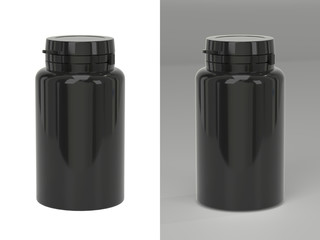 Dietary supplements bottle mockup. Dietary product container template on white.
