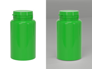 Dietary supplement bottle mockup. Dietary product container template on white.