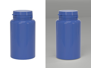 Dietary supplement bottle mockup. Dietary product container template on white.