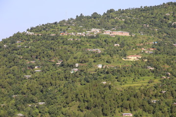 Fototapeta na wymiar Beautiful view of lush green village of Bagh, Azad Kashmir