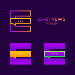 Letter E with Chat News and Forum logo, Social media, Speech bubble, Talk and Message, Technology and digital Social communication logotype