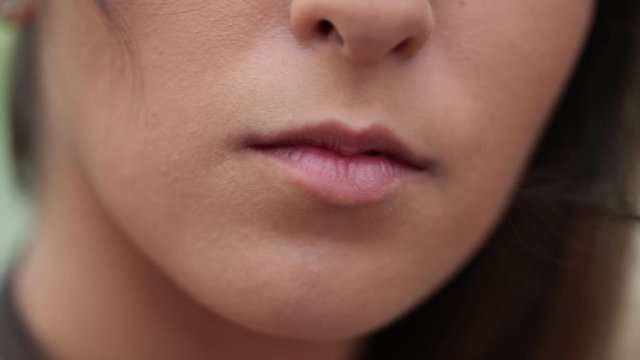 Close-up of girl eck and mouth