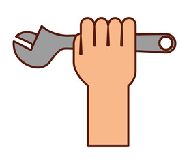 hand with wrench key tool icon