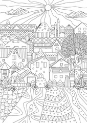 Obraz premium cute cityscape for your coloring book