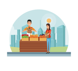 Grocery stand at city