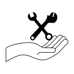 hand with wrenchs keys crossed tools