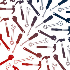 hammer with wrench key and screwdriver tools pattern