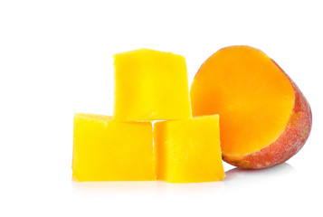 Yellow sweet potato on white background