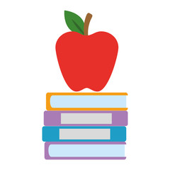 pile text books and apple