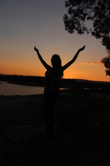 Vive silueta atardecer