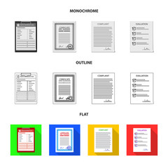 Isolated object of form and document logo. Set of form and mark stock vector illustration.