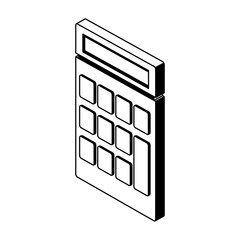 Calculator isometric symbol in black and white