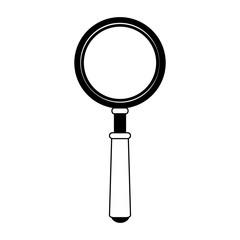 Magnifying glass symbol in black and white