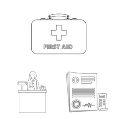 Vector design of pharmacy and hospital icon. Set of pharmacy and business stock vector illustration.