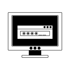Computer with password in black and white