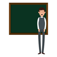 man teaching with chalkboard character