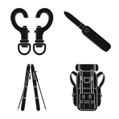 Vector design of alpinism and peak symbol. Collection of alpinism and camp stock vector illustration.