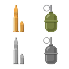 Vector illustration of weapon and gun sign. Set of weapon and army vector icon for stock.