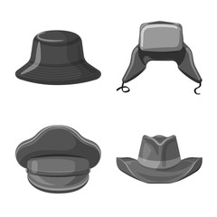Isolated object of headwear and cap icon. Collection of headwear and accessory vector icon for stock.