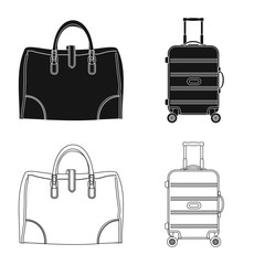 Vector design of suitcase and baggage sign. Collection of suitcase and journey vector icon for stock.