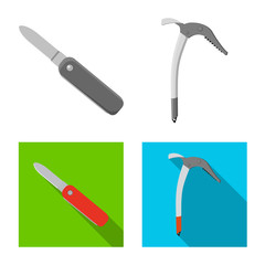 Vector illustration of alpinism and peak symbol. Set of alpinism and camp stock vector illustration.