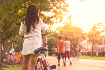 Beautiful bicycle trailer park in the public Becket.