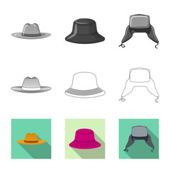 Isolated object of headwear and cap sign. Set of headwear and accessory stock symbol for web.