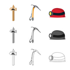 Isolated object of alpinism and peak icon. Set of alpinism and camp vector icon for stock.