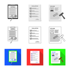 Isolated object of form and document icon. Set of form and mark stock symbol for web.