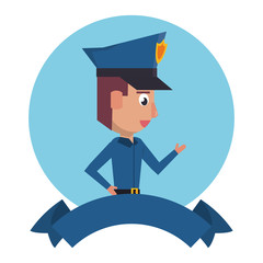 Police and blank ribbon banner