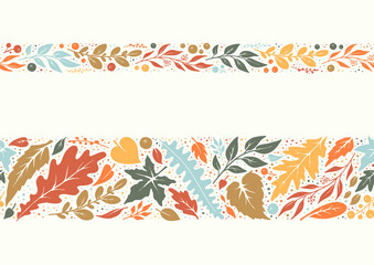 Seamless autumn hand-drawn borders