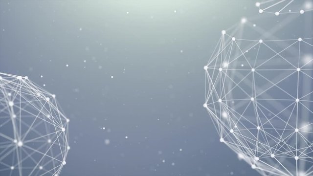 177. abstract globe with particles and plexus structure. Digital technology planet with continent forming scientific plexuses and figures Growing Network Connections. seamless loop animation