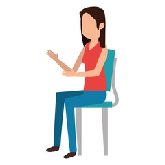 young woman sitting on chair character