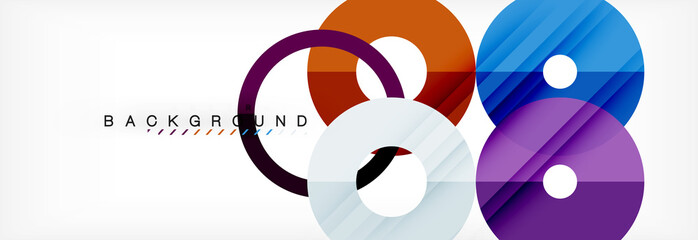 Colorful rings on grey background, modern geometric pattern design. Vector business or technology presentation design template, brochure or flyer pattern, or geometric web banner