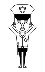 Police officer cartoon in black and white