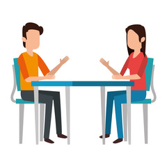 couple talking at table