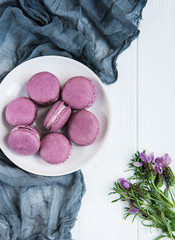 Plate with lavender macarons
