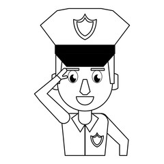 Police profile cartoon in black and white