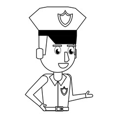 Police profile cartoon in black and white