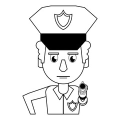 Police profile cartoon in black and white