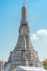 The buddhist temple Wat Arun in Bangkok. The exterior is by seashell and porcelain
