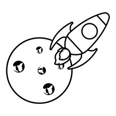 moon and rocket
