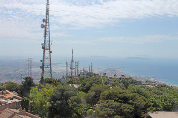 Obraz premium Sicile, village perché de Erice, vue sur Trapani
