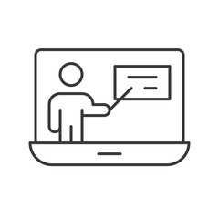 people presentation on laptop screen, webinar concept